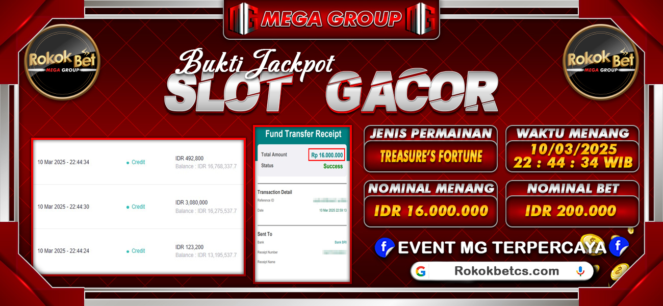 Bukti JP situs Rokokbet hari Senin, 10 Maret 2025