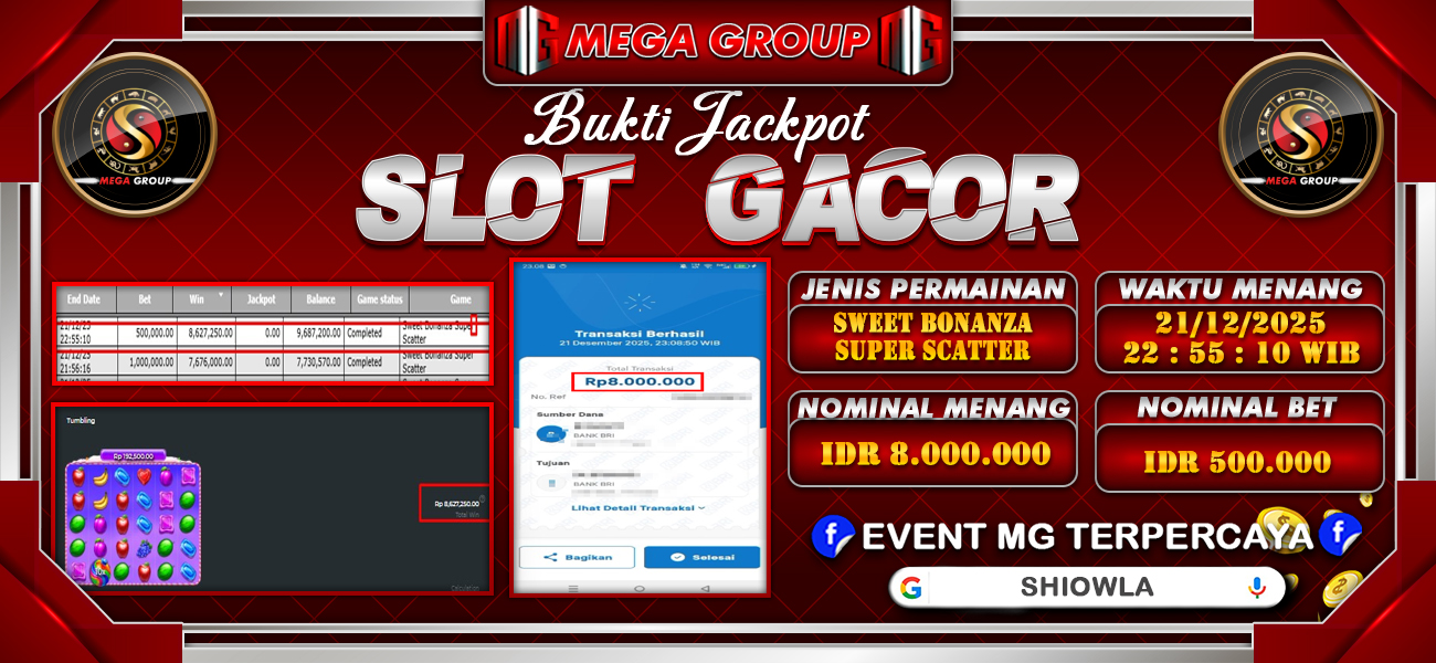 Bukti JP situs Shiowla hari Senin, 22 Desember 2025