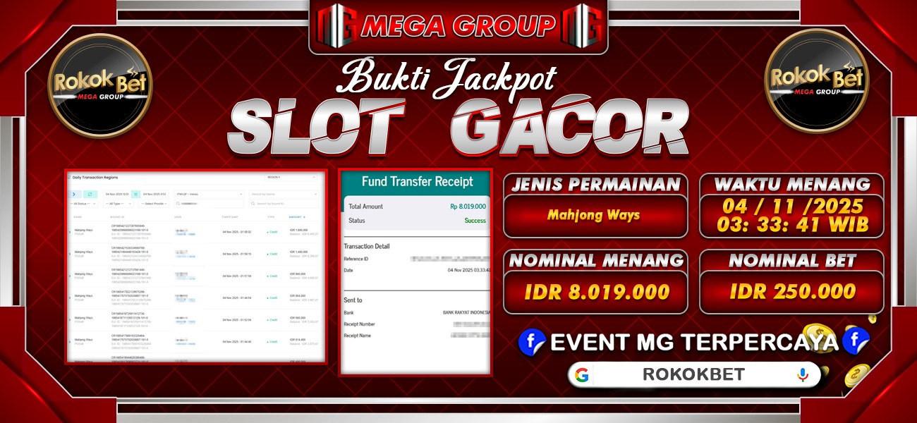 Bukti JP situs Rokokbet hari Selasa, 04 November 2025