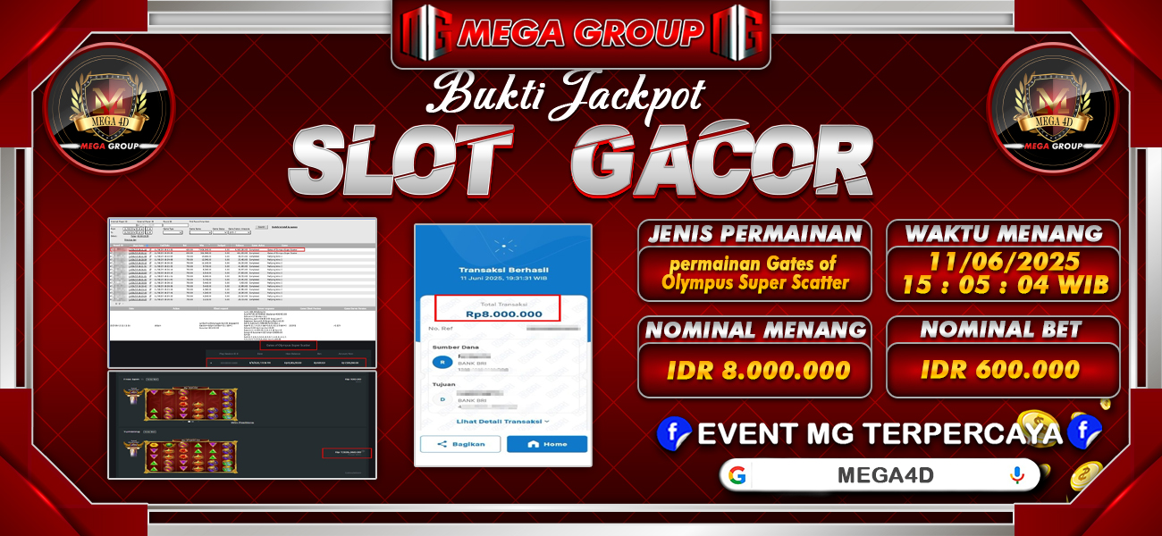 Bukti JP situs Mega4D hari Rabu, 11 Juni 2025