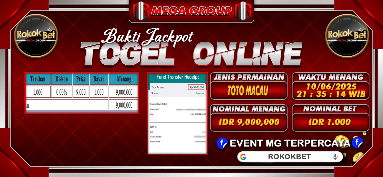 Bukti JP situs Rokokbet hari Rabu, 11 Juni 2025
