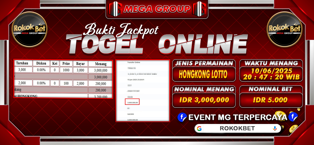 Bukti JP situs Rokokbet hari Rabu, 11 Juni 2025
