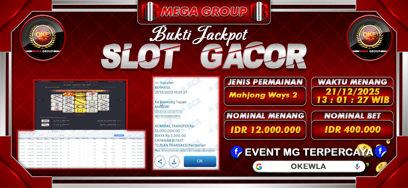 Bukti JP situs Okewla hari Minggu, 21 Desember 2025