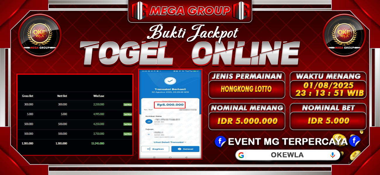 Bukti JP situs Okewla hari Sabtu, 02 Agustus 2025
