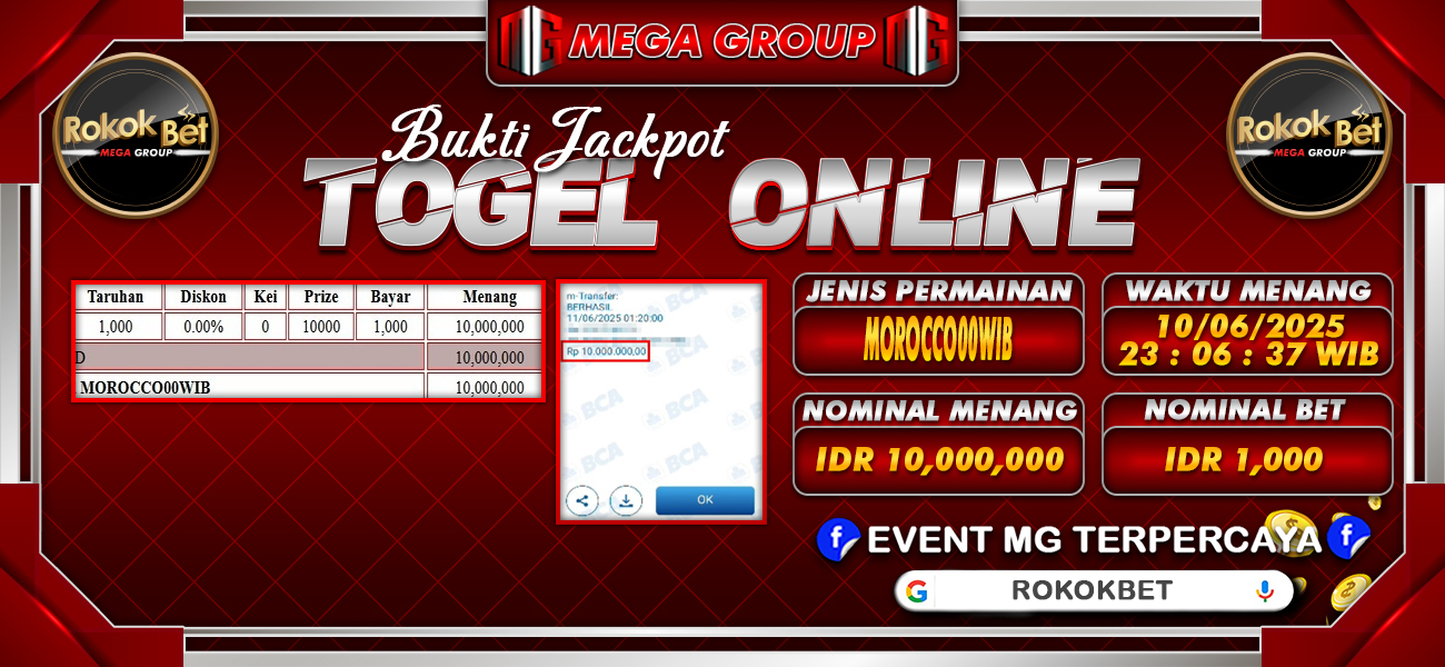 Bukti JP situs Rokokbet hari Rabu, 11 Juni 2025